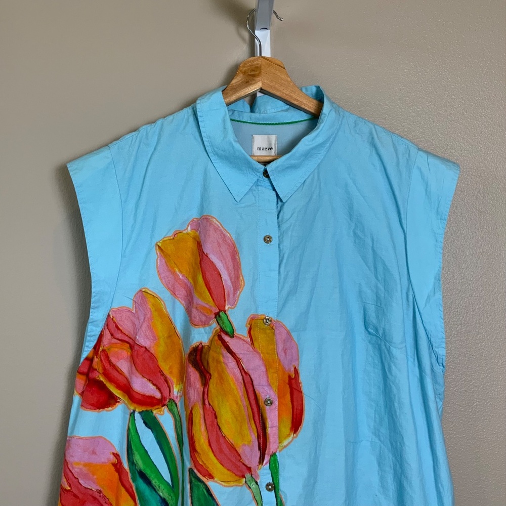 Anthropologie The Lillian Button-Front Midi Dress by Maeve - Picture 8 of 16